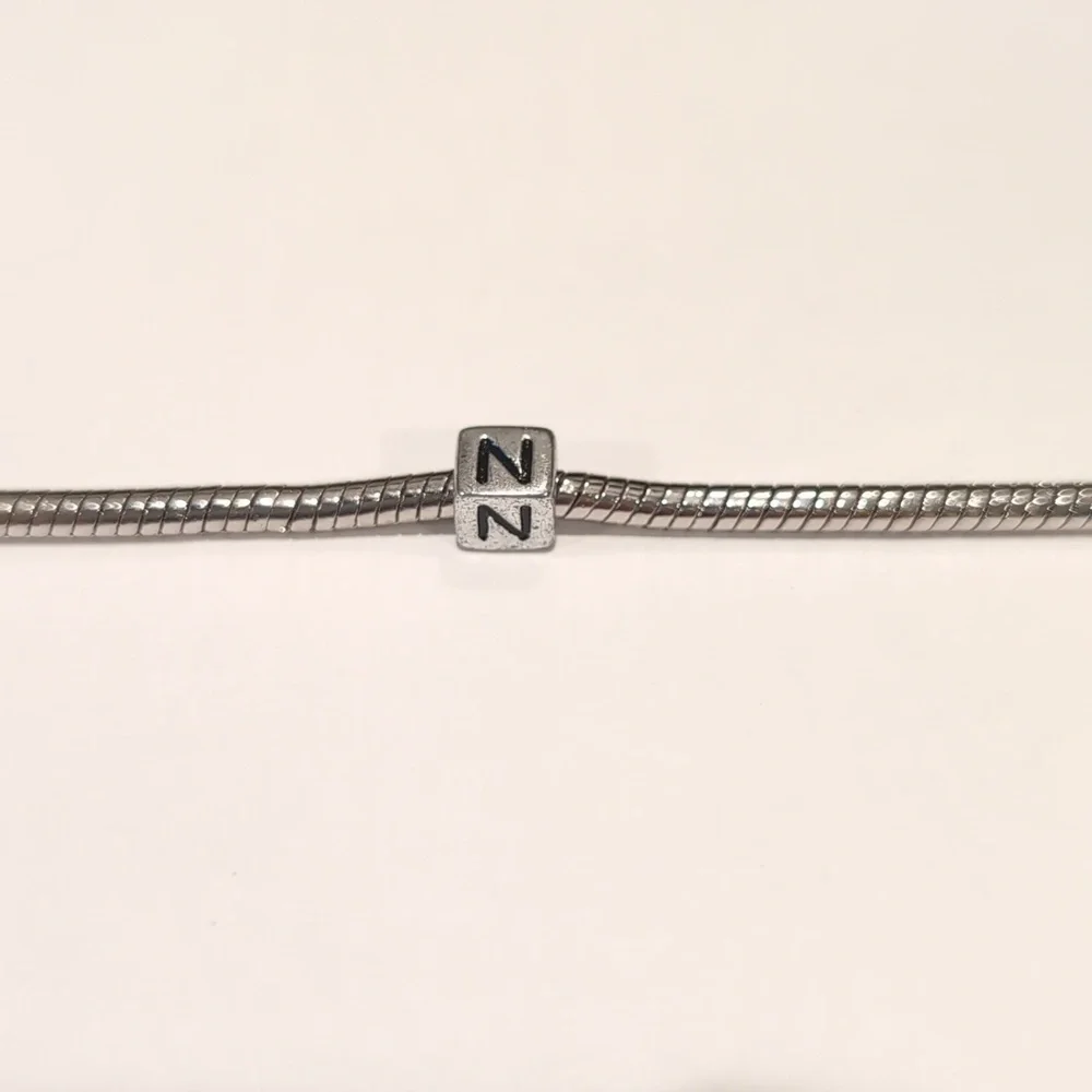 Silver N Spacer Charm for Pandora‎ Style Bracelet